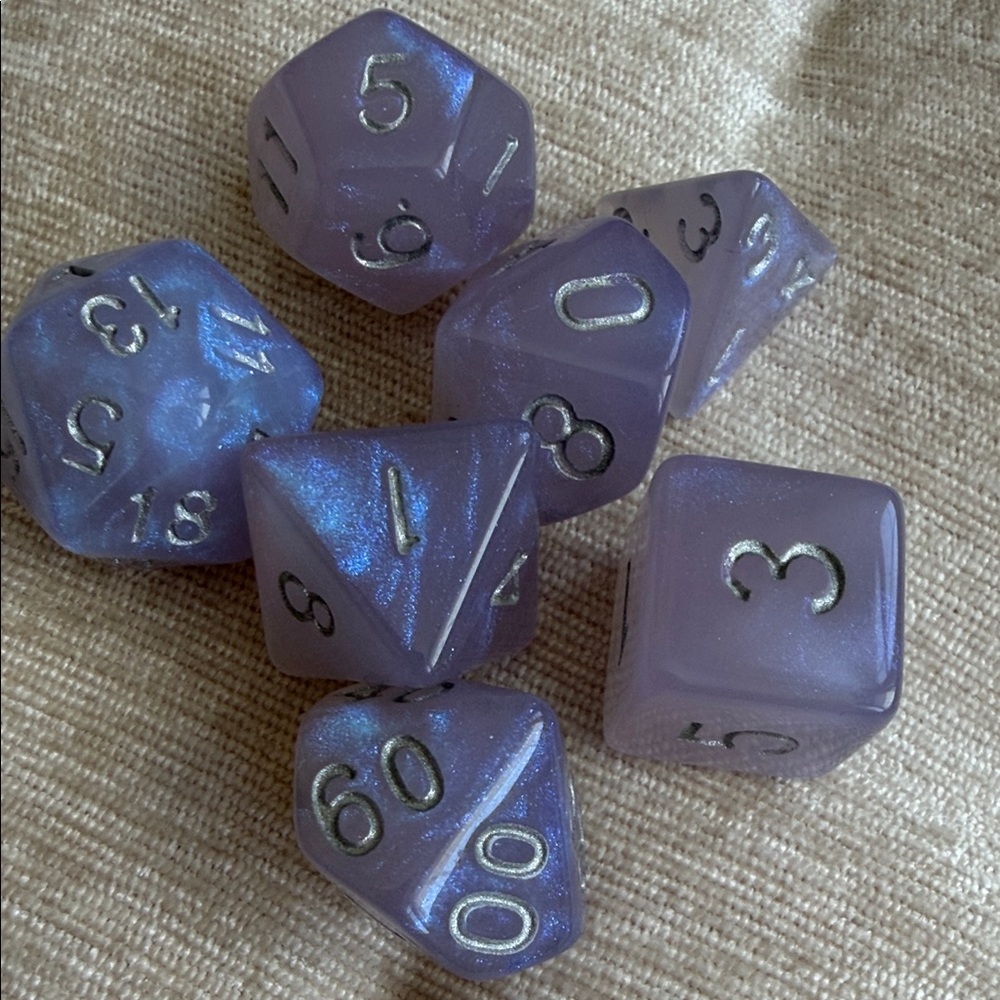 Shimmering Lavender RPG Dice Set